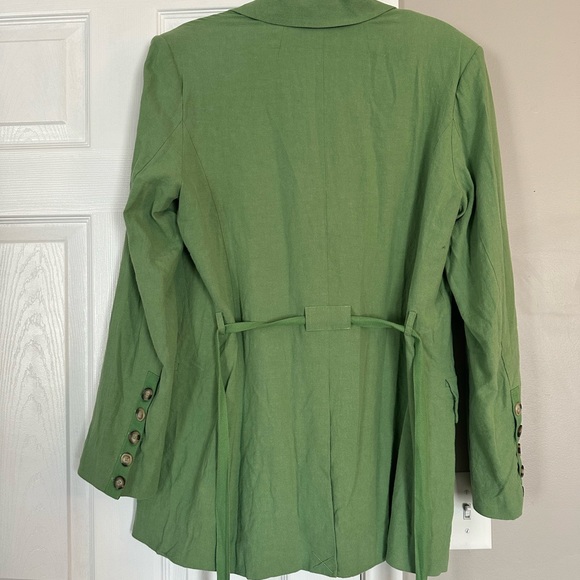 Free People Olivia Linen Blazer Double Breasted Belted Oversized - Picture 4 of 5